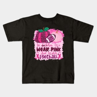 Leopard Football Pink Ribbon Breast Cancer Awareness Support Kids T-Shirt